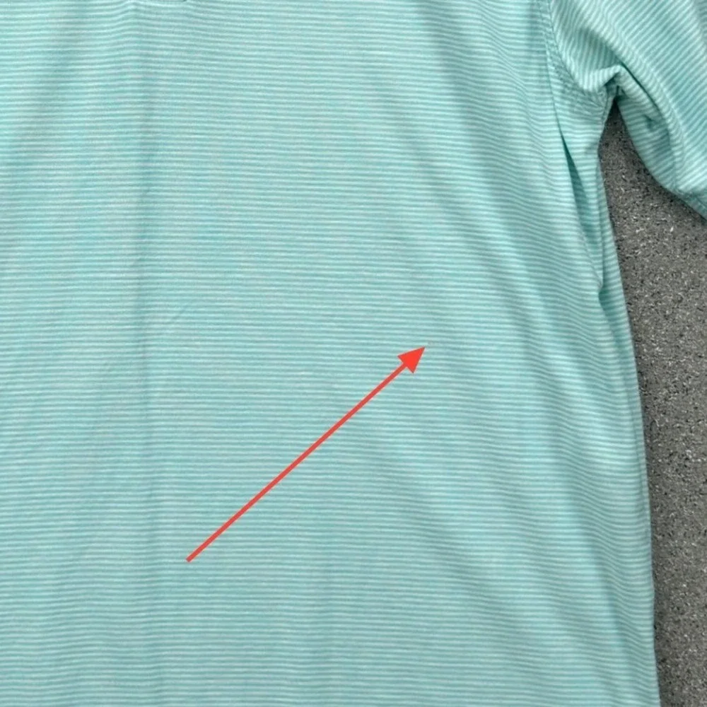 Ballyneal Linksoul Mens M Polo Shirt Mint Green White Stripe Golf Luxury - Picture 12 of 12